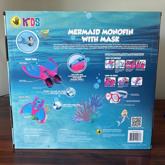 NEW IN BOX Body Glove Kids' Mermaid Fin with Mask Set Pink and Blue - Picture 4 of 8